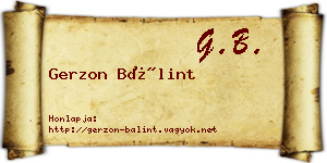 Gerzon Bálint névjegykártya
